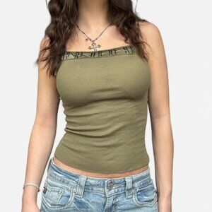 vintage abercrombie green beaded tank top